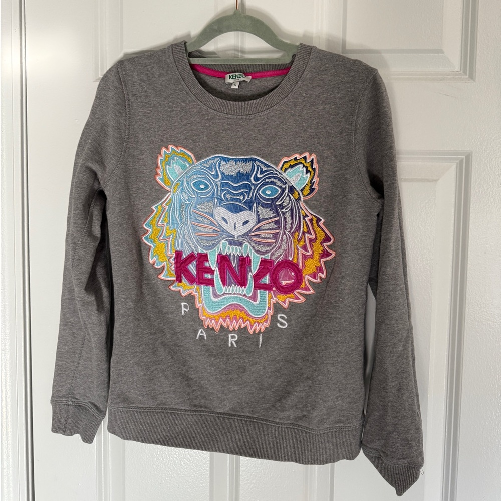 Kenzo Kids Gray Sweatshirt with Colorful Tiger
